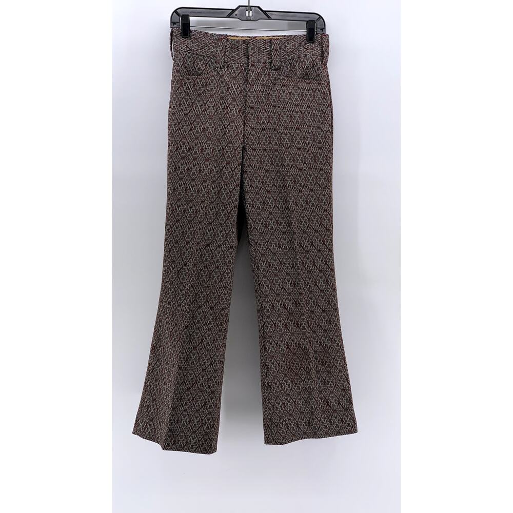 UNBRANDED Women's Brown Printed Wide-Leg Dress Pants SZ 29